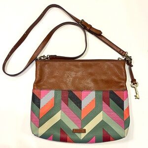 Fossil Crossbody Fiona Chevron Patterned